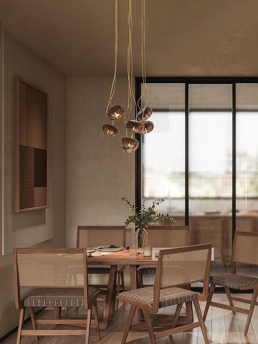 Wood Pumpkin Cluster Chandelier-DWHOME