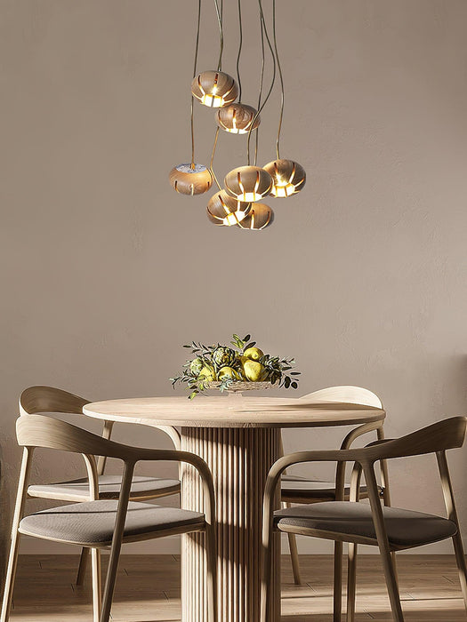 Wood Pumpkin Cluster Chandelier-DWHOME