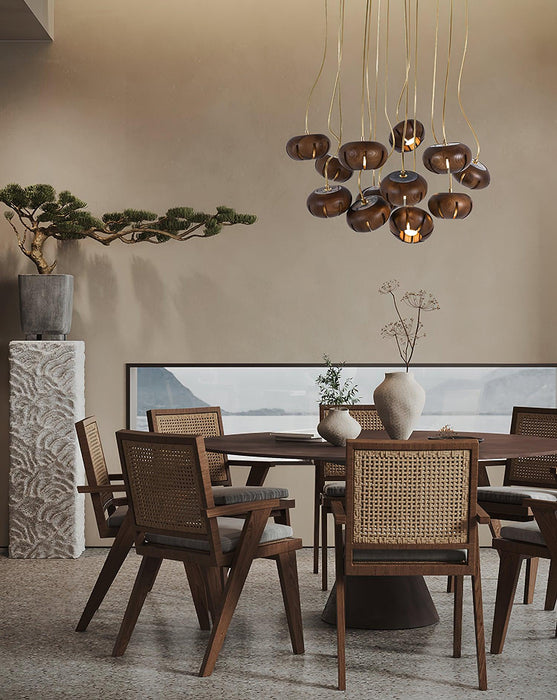 Wood Pumpkin Cluster Chandelier-DWHOME