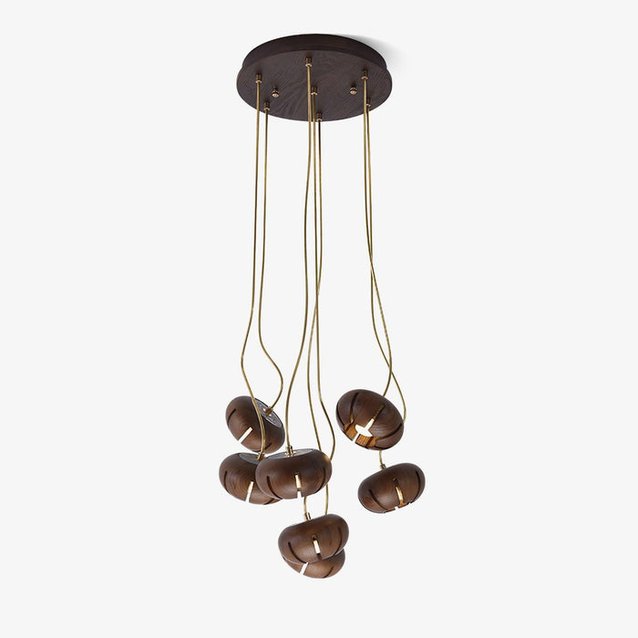 Wood Pumpkin Cluster Chandelier-DWHOME