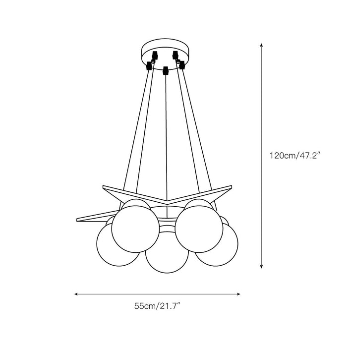 Wooden Star With Glass Chandelier