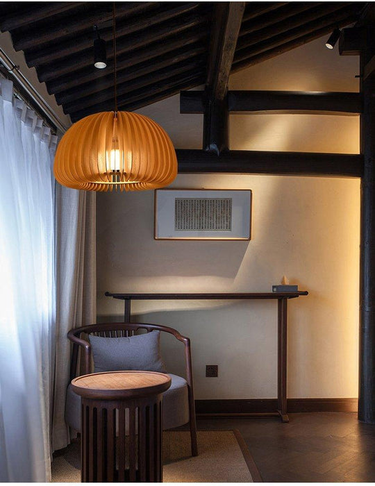 Wooden Pumpkin Pendant Lamp-DWHOME