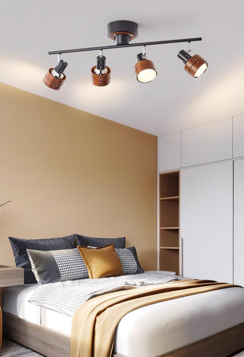Wooden Adjustable Spot Ceiling Lamp-DWHOME