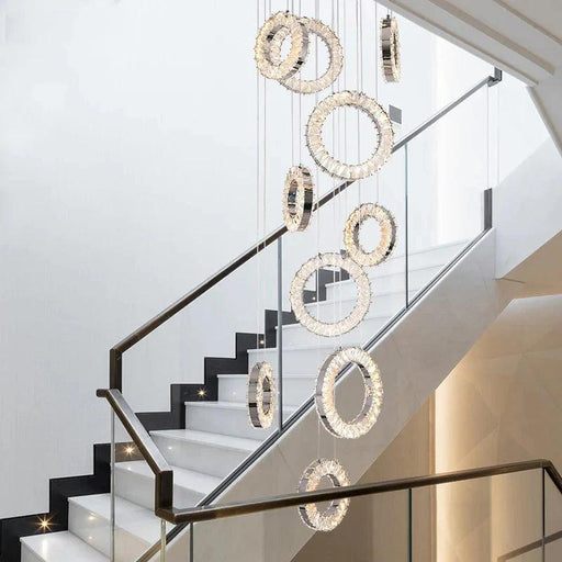 Yasmin Dimmable Crystal Ring Ceiling Light for Staircase - DWHOME