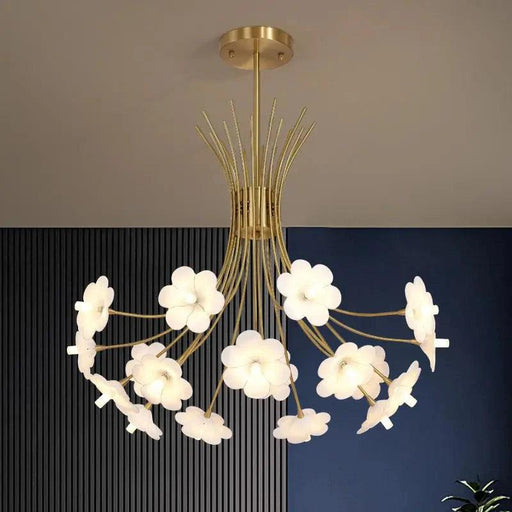 Yelis Modern Copper Glass Flower Chandelier - DWHOME