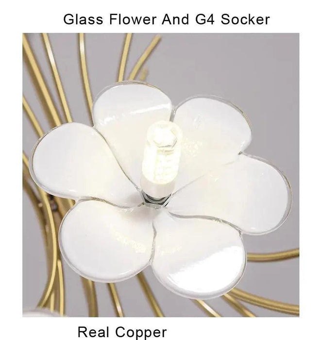 Yelis Modern Copper Glass Flower Chandelier - DWHOME