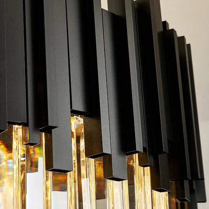 Zen Modern Round Black And Gold Crystal Chandelier - DWHOME