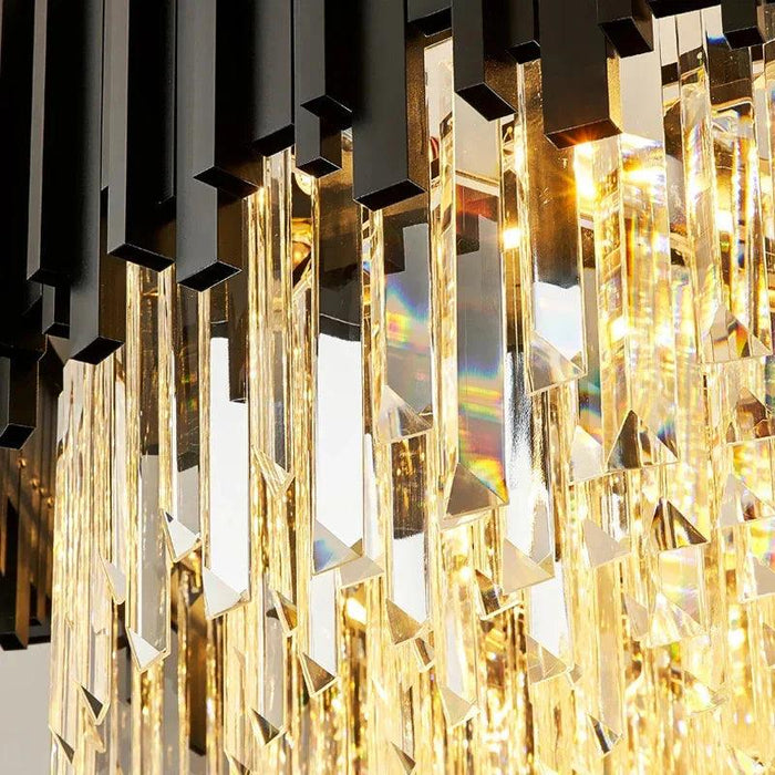Zen Modern Round Black And Gold Crystal Chandelier - DWHOME