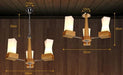 Acey Frosted Glass With Wood Pillars Hanging Lamp - DWHOME