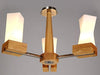 Acey Frosted Glass With Wood Pillars Hanging Lamp - DWHOME