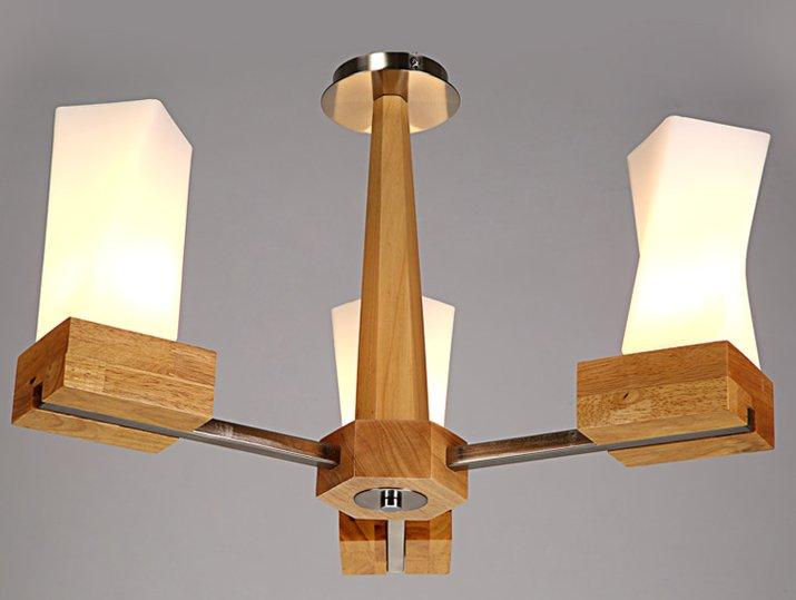 Acey Frosted Glass With Wood Pillars Hanging Lamp - DWHOME