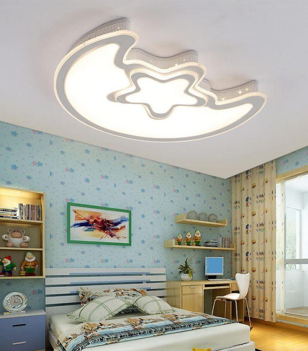 Acrylic Moon and Star Ceiling Light for Living Room Bedroom - DWHOME