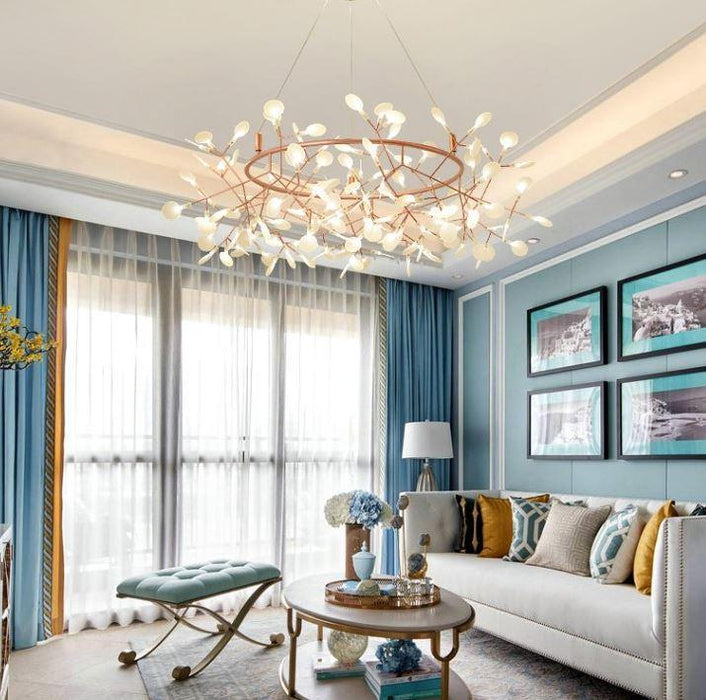 Acrylic Round Branches Design LED Chandelier for Living Room Bedroom Dining Room - DWHOME