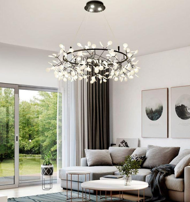 Acrylic Round Branches Design LED Chandelier for Living Room Bedroom Dining Room - DWHOME