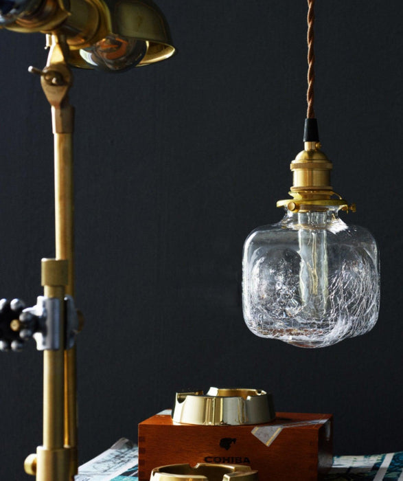 Alfred brass glass shade french country pendant light - DWHOME