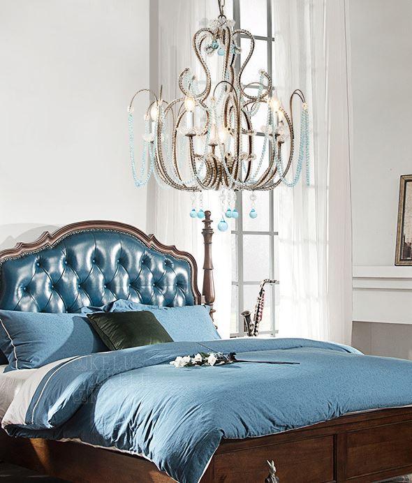 American Country Crystal Blue LED Chandelier - DWHOME