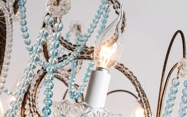 American Country Crystal Blue LED Chandelier - DWHOME