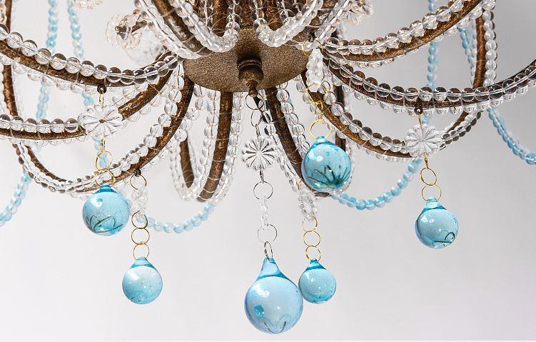 American Country Crystal Blue LED Chandelier - DWHOME