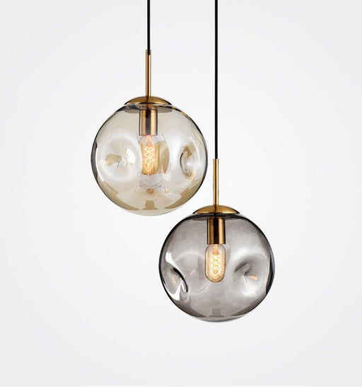 Aminta Dimpled Glass Shade Brass Pendant Light - DWHOME