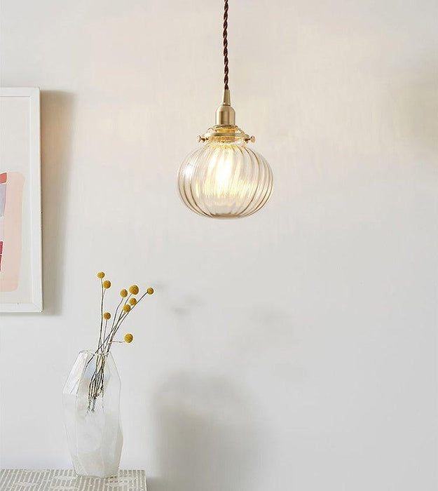 Anemone swirled glass brass pendant Light-DWHOME