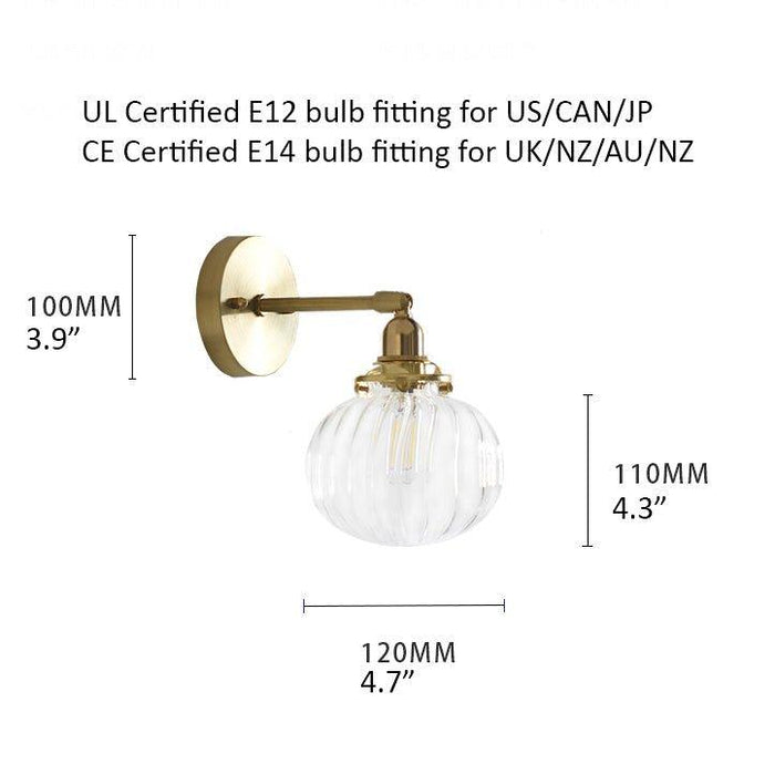 Anemone swirled glass brass wall light sconce - DWHOME