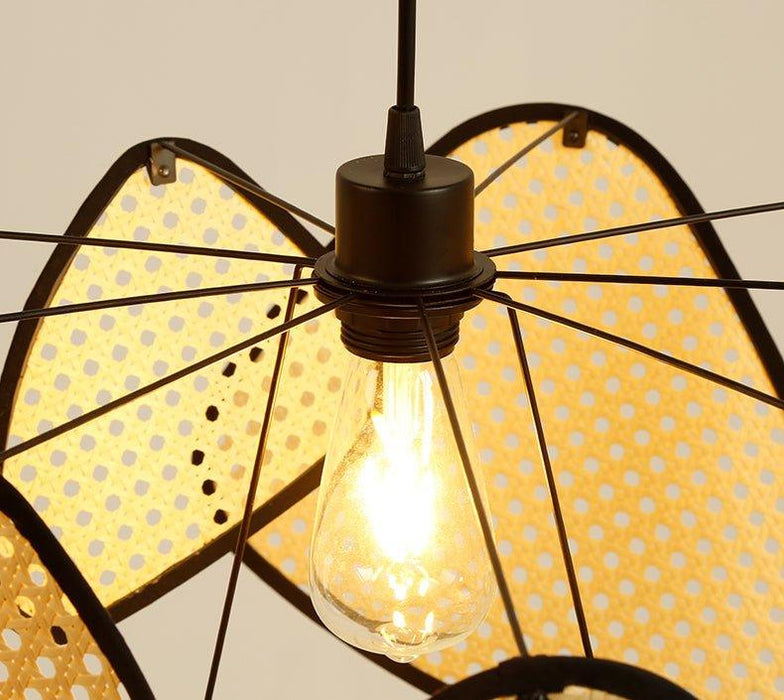 Anjuna Rattan Bamboo Starburst pendant light chandelier - DWHOME