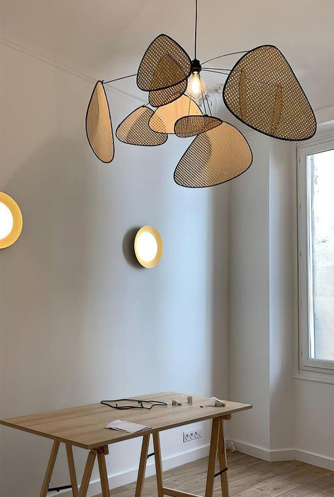 Anjuna Rattan Bamboo Starburst pendant light chandelier - DWHOME