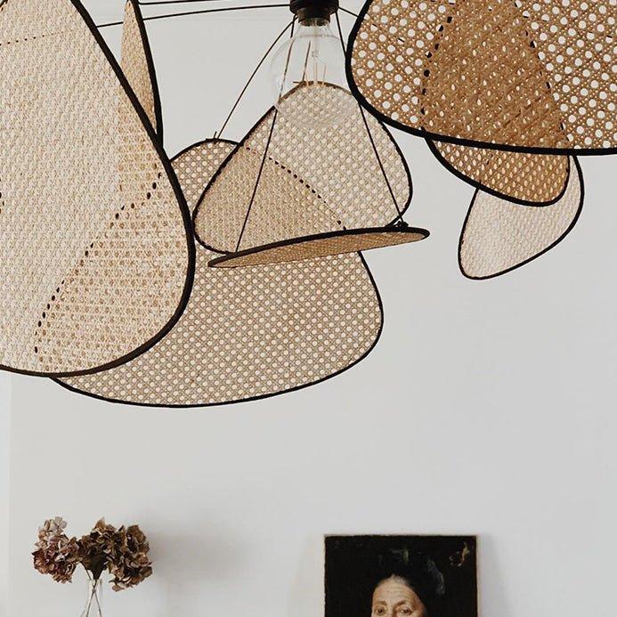 Anjuna Rattan Bamboo Starburst pendant light chandelier - DWHOME