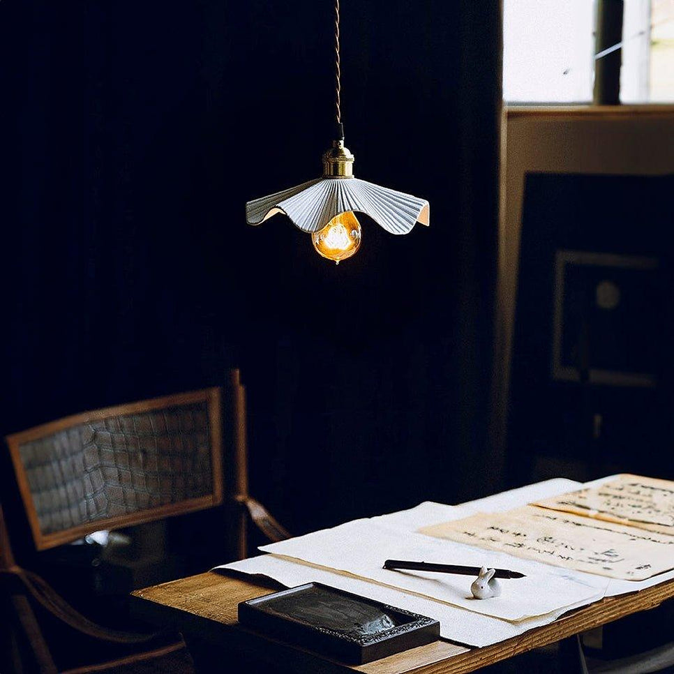 Anna Fluted Shade Brass Fitting Pendant Light