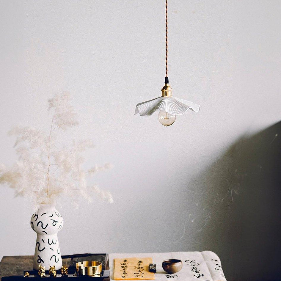 Anna Fluted Shade Brass Fitting Pendant Light
