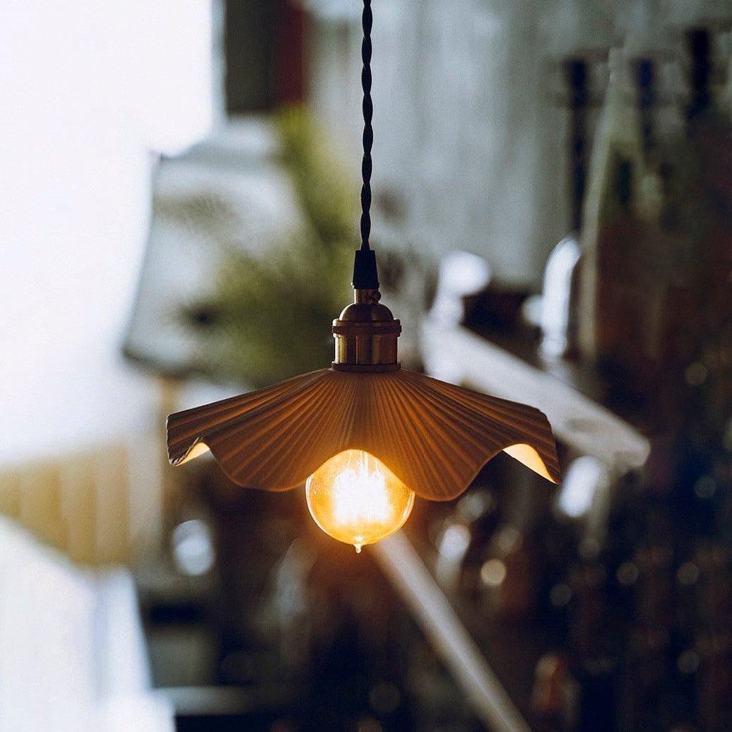 Anna Fluted Shade Brass Fitting Pendant Light