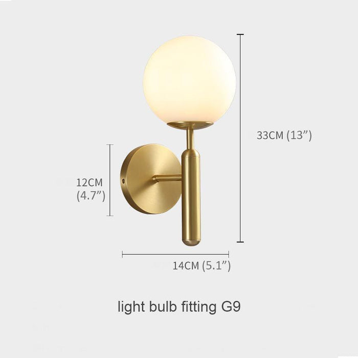 Art Deco Carlisle Glass Ball Brass Wall Light - DWHOME