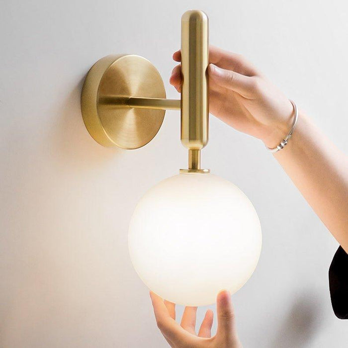 Art Deco Carlisle Glass Ball Brass Wall Light - DWHOME
