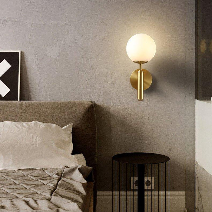 Art Deco Carlisle Glass Ball Brass Wall Light - DWHOME