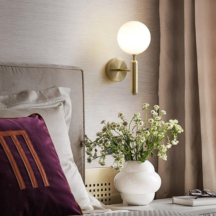 Art Deco Carlisle Glass Ball Brass Wall Light - DWHOME