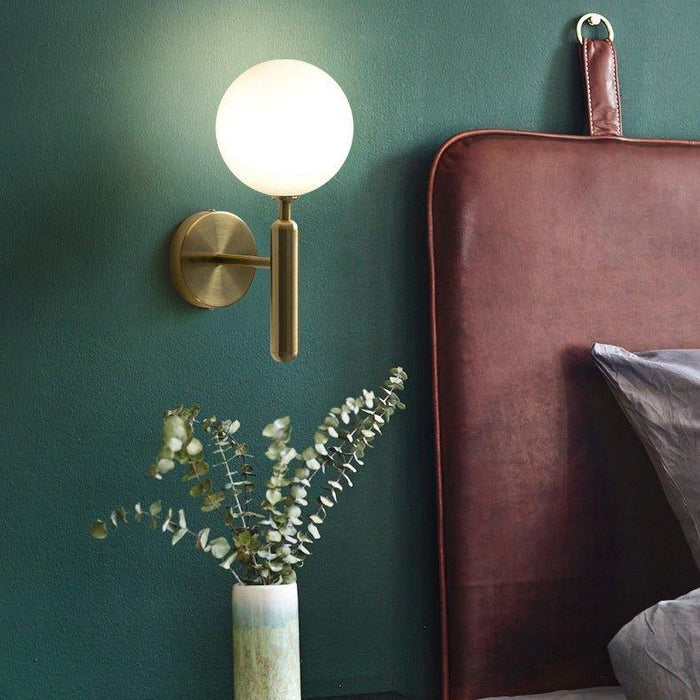 Art Deco Carlisle Glass Ball Brass Wall Light - DWHOME