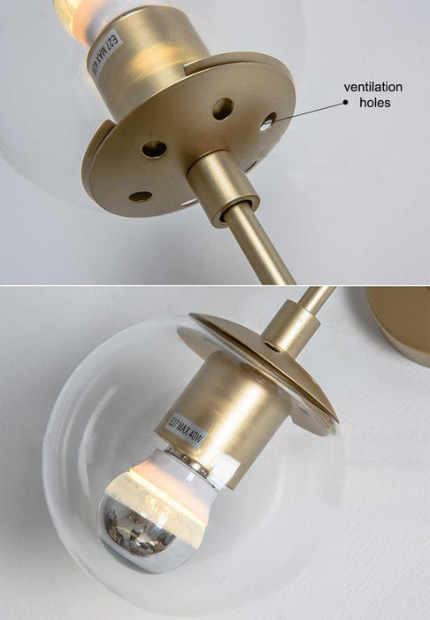 Ritz Duo Brass Fitting Clear Glass Wall Light Sconce - DWHOME