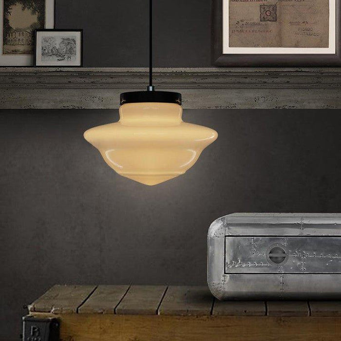 Art Deco Milk Glass Pendant Light - DWHOME