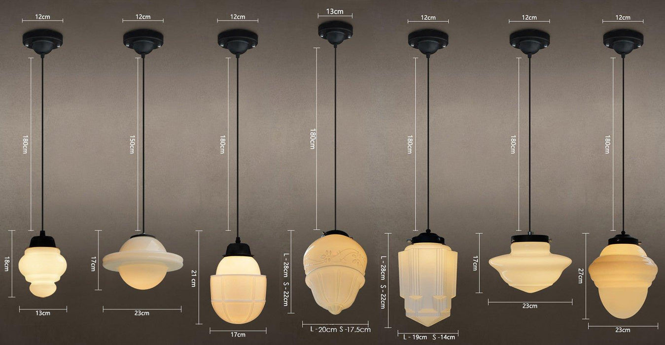 Art Deco Milk Glass Pendant Light - DWHOME