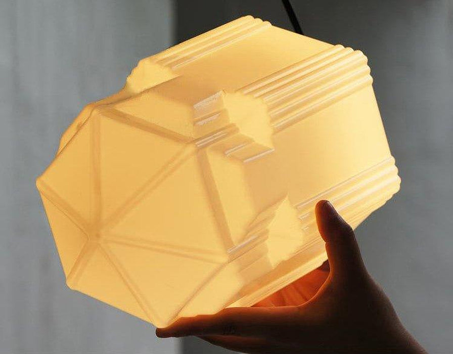 Art Deco Milk Glass Pendant Light-DWHOME