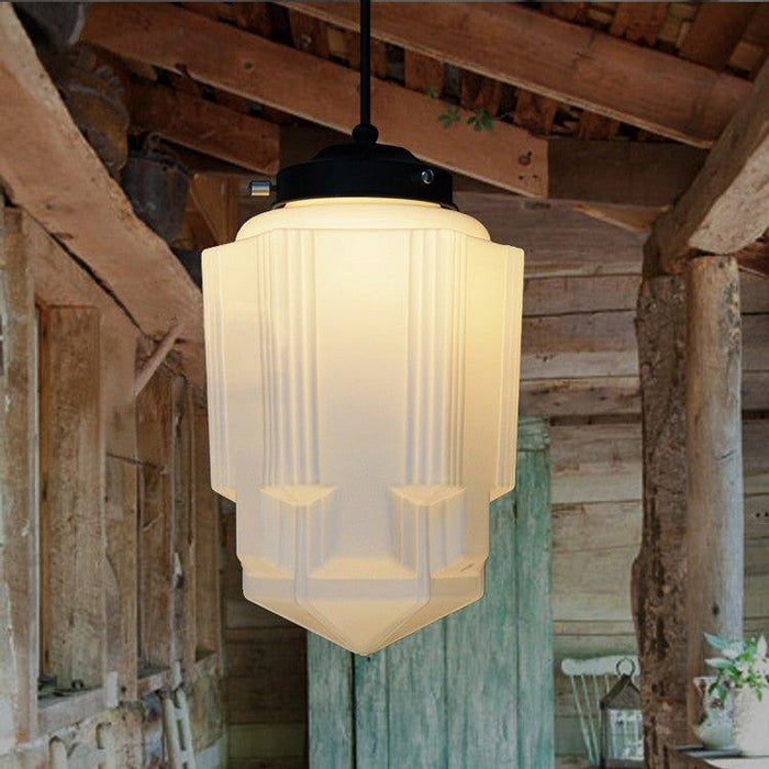 Art Deco Milk Glass Pendant Light - DWHOME