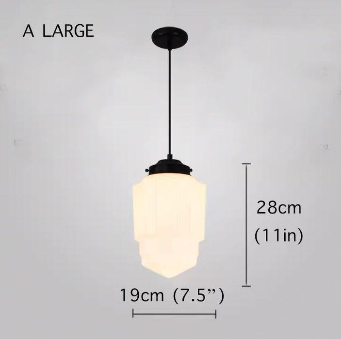 Art Deco Milk Glass Pendant Light - DWHOME