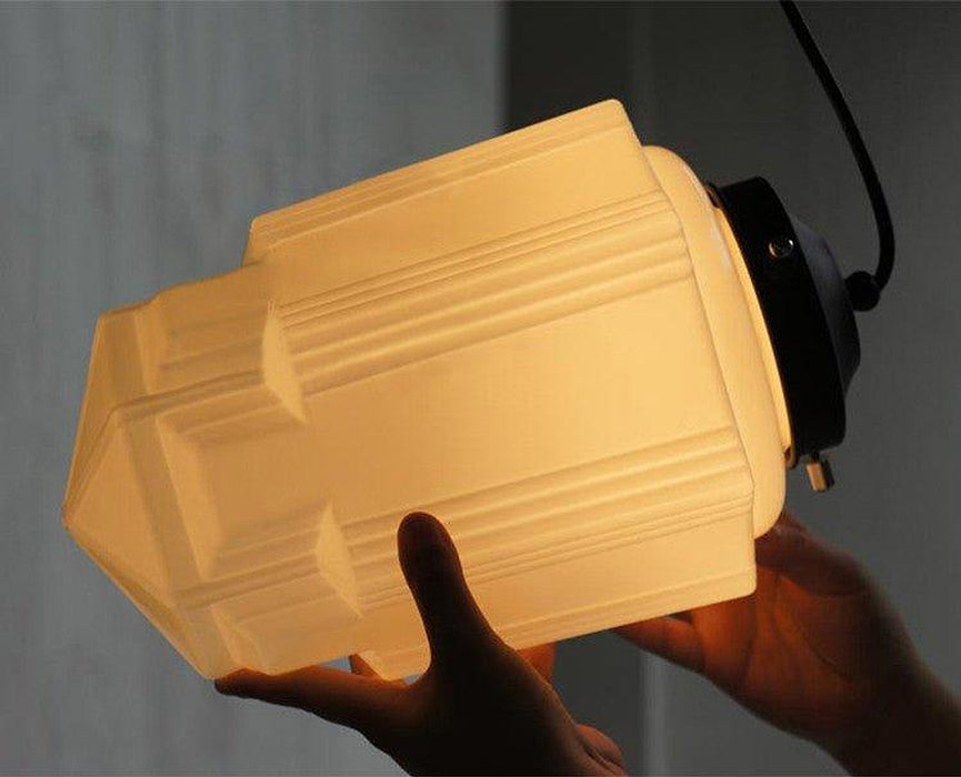 Art Deco Milk Glass Pendant Light-DWHOME