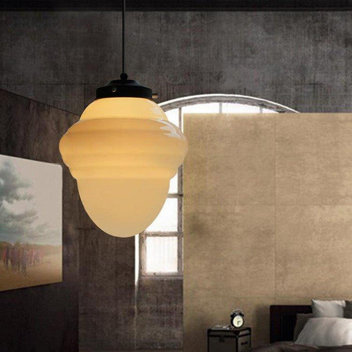 Art Deco Milk Glass Pendant Light - DWHOME