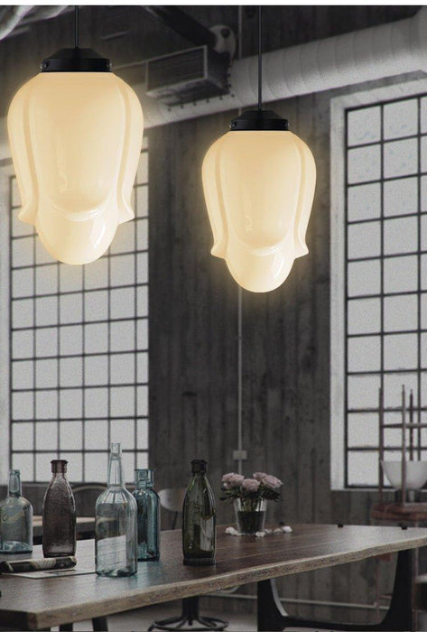 Art Deco Milk Glass Pendant Light - DWHOME