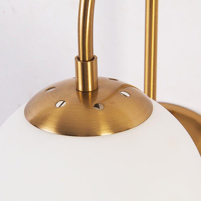 Art Deco Milk Glass Shade Brass Arm Wall Light - DWHOME