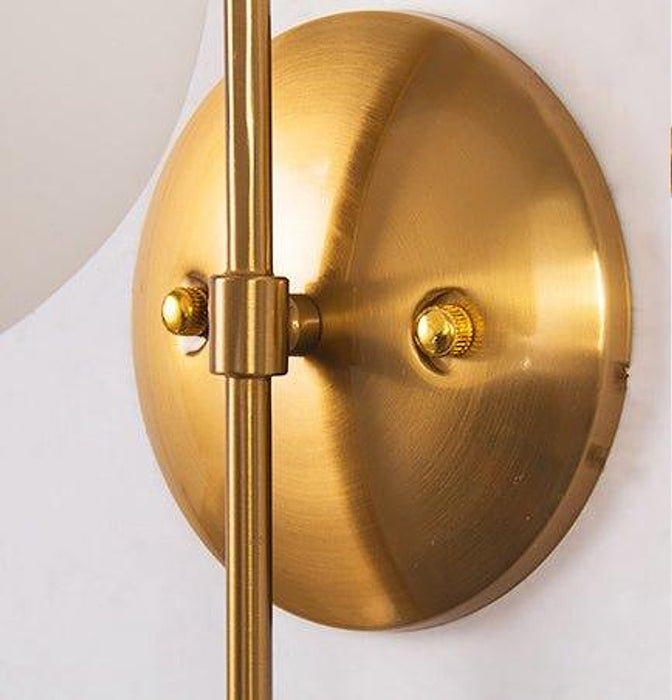 Art Deco Milk Glass Shade Brass Arm Wall Light-DWHOME