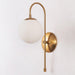 Art Deco Milk Glass Shade Brass Arm Wall Light - DWHOME