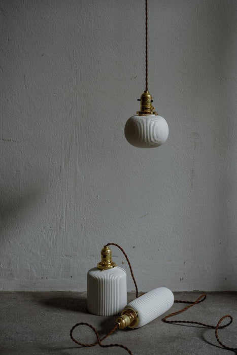 Sjöborre Art Deco White Glass Shade Brass Fitting Pendant Light - DWHOME