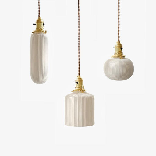 Sjöborre Art Deco White Glass Shade Brass Fitting Pendant Light-DWHOME
